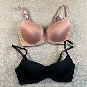 Just Be Bras 36C 2 bras Black Pink Convertible Straps Light-Lift